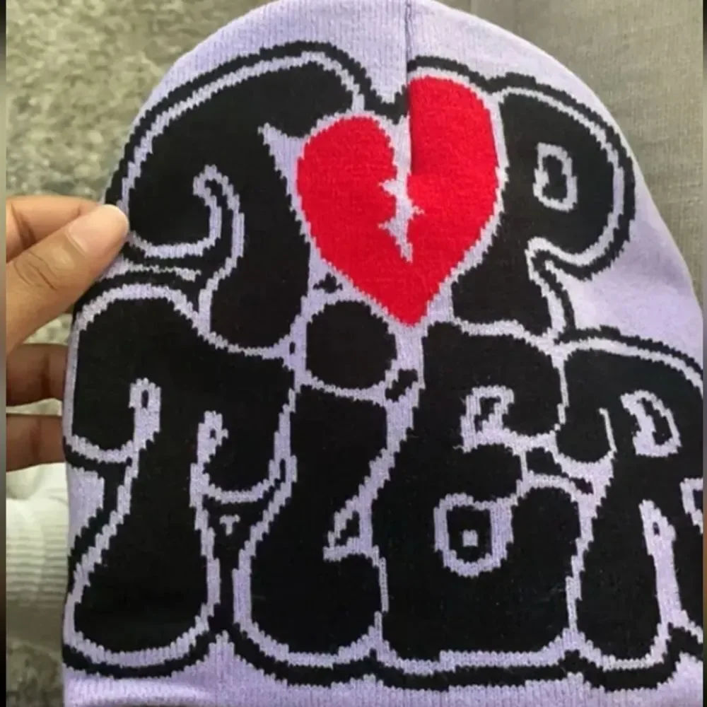 Top Tier Purple Beanie with Red Heart